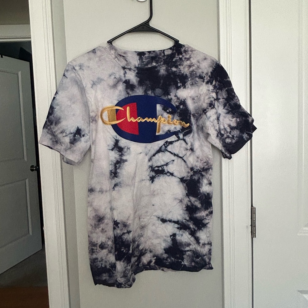 Champion Tie-Dyed Script Scrunch T-Shirt Size Small